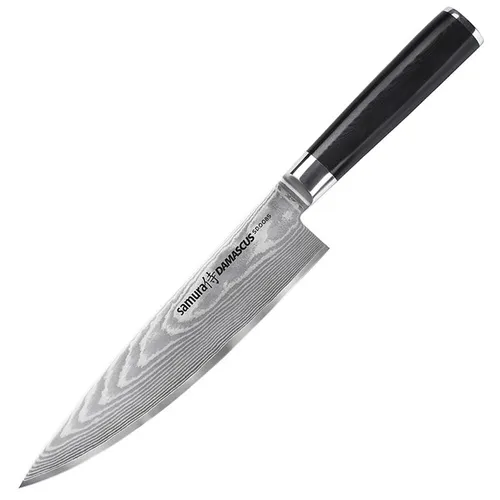 SAMURA Kochmesser Damascus 8.0" - 67 Lagen VG-10 Stahl - Kochmesser aus 67 Lagen Damaskus-Stahl für exzellente Schneideleistung, ideal für Profis und Hobbyköche. Ergonomischer Griff für maximalen Komfort und Kontrolle.