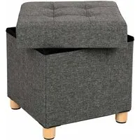 Songmics Sitzhocker mit Stauraum – 38x38x40 cm, Grau - Eleganter Sitzhocker mit Stauraum, verstärkt durch Metalleckenschützer. Ideal zum Sitzen oder Aufbewahren von Gegenständen. Mit rutschfesten Füßen für Stabilität und Schutz des Bodens.