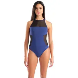 Arena Badeanzug Mesh Panels mit Shaping Effekt für Damen - Chlor- und salzwasserbeständiger Badeanzug mit Mesh-Panels für eine geschmeidige Silhouette. Ideal für Schwimmsessions und Freizeit, aus 74% recyceltem Polyamid, schnell trocknend und angenehm auf der Haut.