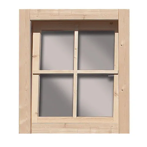 Karibu Fenster Dreh-/Kippfenster aus Echtglas - Gartenhausfenster aus nordischer Fichte, robust und energiesparend, ideal für Saunen oder Gartenhäuser. Maße: 69 cm x 79.5 cm.