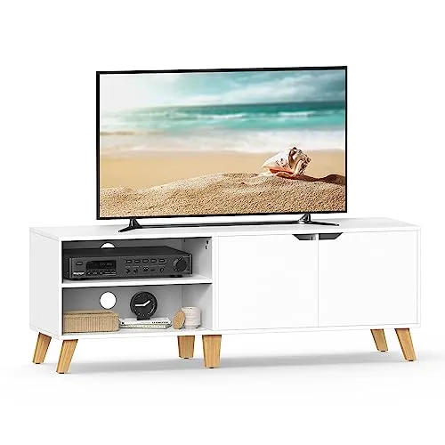 VASAGLE TV-Schrank für Fernseher bis 60 Zoll - Stylischer TV-Schrank mit 2 Türen, ideal für Wohnzimmer oder Schlafzimmer. Verstellbare Ablagen bieten praktischen Stauraum für Spielkonsolen und DVDs.