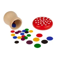 Weible Flohspiel Holz in Runddose - 2-6 SpielerInnen - Gesellschaftsspiel aus hochwertigem Buchenholz, ideal für gesellige Abende mit Familie und Freunden. Fördert Geschicklichkeit und Spaß!