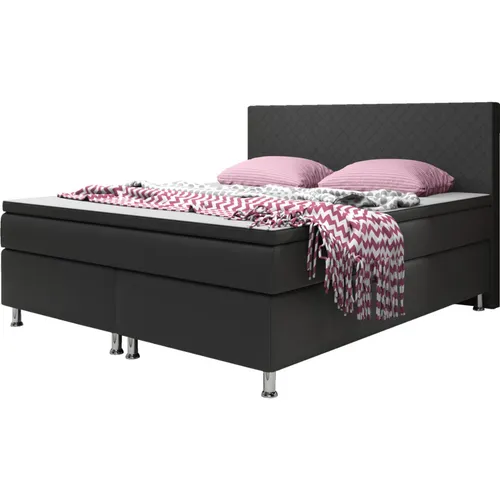 Inter Handels Boxspringbett Madrid 180 x 200 cm schwarz - Betten mit 5-Gang Bonell-Federkern-Matratze für optimalen Federkomfort und Körperanpassung, ideal für erholsamen Schlaf.