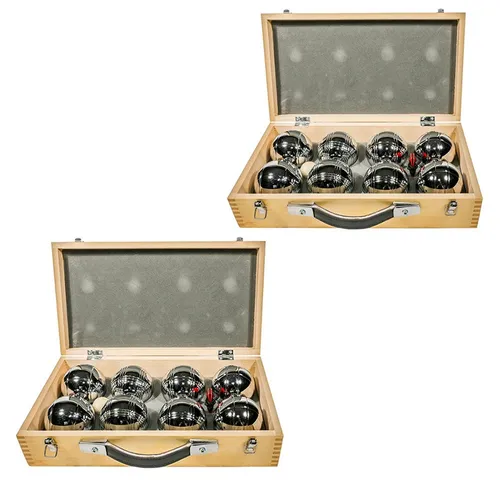 Divit Halter 2er-Set Boule in Holzkoffer - Gardinenstangenhalter und ideal für Boule-Fans: 8 hochwertige Boule-Kugeln im praktischen Holzkoffer, perfekt für Spielspaß im Garten oder Park.