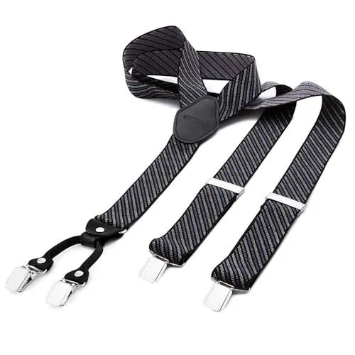 DonDon Hosenträger Herren extra stark schwarz blau 3,5 cm Hosenträger Herren breit in Y-Form lang - Starke Clips passend für Anzug Jeans Chinos Vintage Rockabilly Suspenders