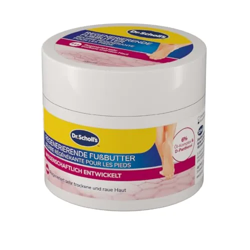 Scholl Expertcare regenerierende Fußbutter - 150 ml für sehr trockene Haut - Fußpflegecremes - Die intensive Fußbutter mit 6% Öl-Komplex und D-Panthenol regeneriert sehr trockene Haut und sorgt für langanhaltende Feuchtigkeit.