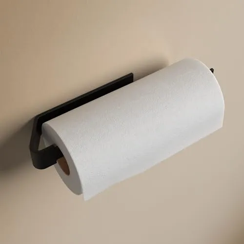 Designfabrik Hamburg Küchenrollenhalter ohne Bohren - Schwarz - Rollenhalter für die Küche, selbstklebend und einfach zu montieren. Hochwertiges, rostfreies Aluminium sorgt für Langlebigkeit und elegantes Design.