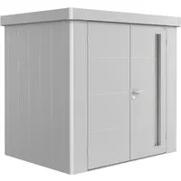 Biohort Gerätehaus Neo 1B Doppeltür Silber-Metallic - Robustes Metall-Gerätehaus in Silber-Metallic, ideal für die Aufbewahrung von Gartenutensilien und Fahrrädern. Mit breiter Doppeltür für einfachen Zugang und feuerverzinkter Oberfläche für optimalen Witterungsschutz.
