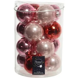 Kaemingk Weihnachtsbaumkugel, Weihnachtskugeln Glas 8cm 16 Stück - Rosa / Pink / Rot Mix rosa|rot