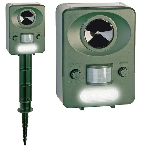 Exbuster Ultraschall-Solar-USB-Tierschreck mit Blitzlicht und PIR-Sensor, IP44