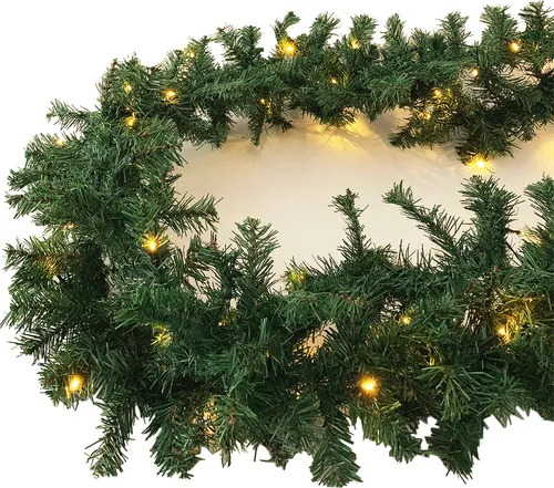 XL Weihnachtsbeleuchtung Girlande - 540 cm Tannengirlande mit 70 warmweißen LED, ideal für festliche Stimmung innen und außen