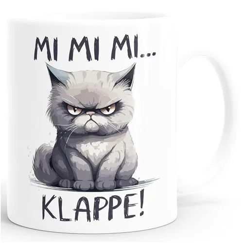 MoonWorks® Kaffee-Tasse Katze mit Anti Motivation Spruch Morgen Montag Mimimi Bürotasse Geschenk Kollegen Weiss standard