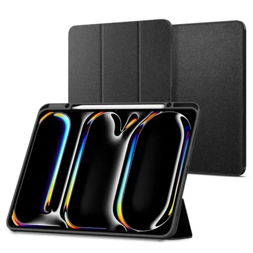 Spigen Urban Fit Hülle für iPad Pro 13 Zoll 7. Generation M4 (2024) - Schwarz - Tablet-PC-Zubehör mit modernem Design, stabiler Ständerfunktion und präzisen Ausschnitten für optimalen Zugriff auf alle Funktionen.