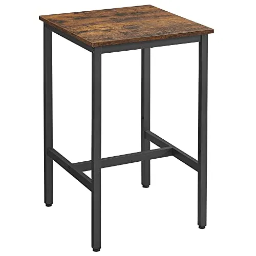 VASAGLE Hoher Bartisch mit Stahlrahmen, 60 x 60 x 92 cm - Stylischer Bartisch im Industriestil, robust und stabil mit bis zu 100 kg Tragkraft, ideal für kleine Küchen oder gemütliche Abende.