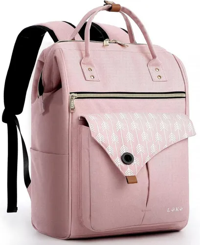Lekesky Damen Laptop Rucksack 15,6 Zoll Anti-Diebstahl Schulrucksack Rose