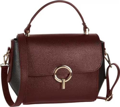 Toscanto Handtasche Toscanto Tasche dunkelrot, schwarz (Handtasche), Damen Handtasche Leder, dunkelrot, schwarz ca. 26cm x ca. 18cm