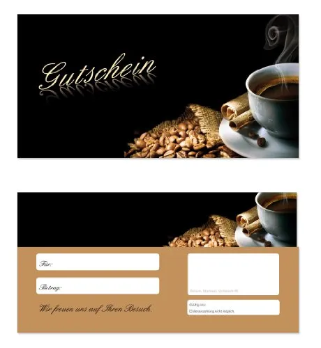 Geschenkgutscheine (Kaffee-601) Ein super Produkt für Ihre Kunden. Gutscheine Gutscheinkarten 50