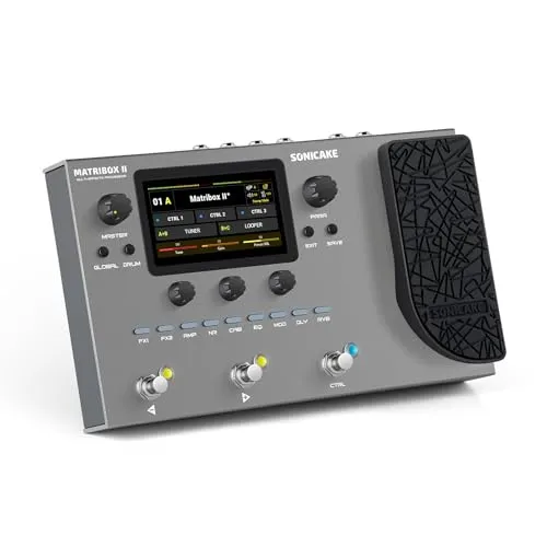 SONICAKE Gitarren Effektpedal Multi-Effekte Prozessor mit Expression Pedal Gitarren Bass Amp Modeling IR Cabinets Simulation FX Loop MIDI Stereo OTG USB Audio Interface Matribox II