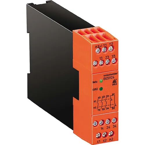 Dold&Söhne Not-Aus-Modul BG5924.48 AC/DC24V - Sicherheitsrelais für Not-Aus-Funktion, bietet zuverlässige Abschaltung mit einem einkanaligen Eingang und drei sicherheitsgerichteten Ausgängen.