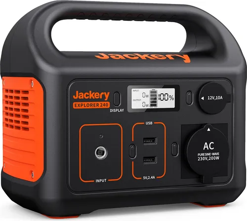 Jackery Explorer 240 - Tragbare Powerstation mit 240Wh und 200W Leistung, umweltfreundlich und ideal für Camping und Reisen