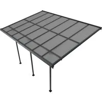 Juskys Terrassendach Borneo 4x3m - Überdachungen: Hochwertiges Alu Terrassendach in dunkelgrau, idealer Regen- und Sonnenschutz mit UV-Schutzfolie für deine Familie.