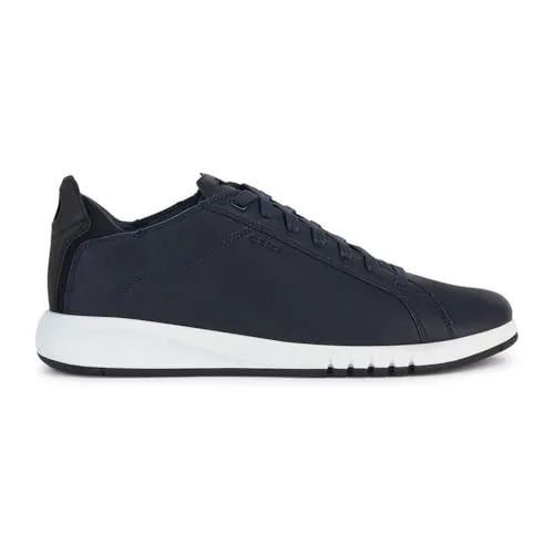 Geox Herren U Aerantis Sneaker - Navy Black, 45 EU, Bequeme Flachsohle für Alltag und Freizeit