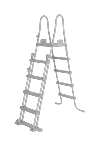 Bestway Sicherheitsleiter 132 cm - Poolleiter mit 150 kg Tragkraft, korrosionsgeschützt und hochklappbar für sicheren Ein- und Ausstieg – ideal für Familien mit Kindern.