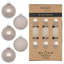 MAGIC by Inge Weihnachtsbaumkugel, Weihnachtskugeln Glas 6cm 30 Stück - Fine Alabaster braun