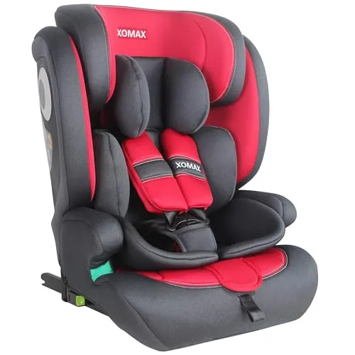 XOMAX LM238 Kindersitz mit ISOFIX - mitwachsend und sicher - Kindersitz der Gruppe 1/2/3 (9-36 kg) mit ISOFIX-Befestigung, höhenverstellbarer Kopfstütze und abnehmbarem, waschbarem Bezug für optimale Sauberkeit und Sicherheit.