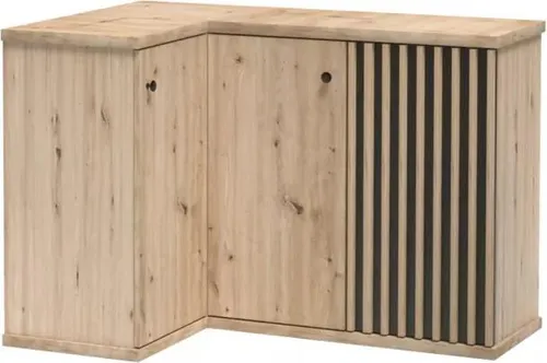 Marmex Möbel Eckkommode CALI 12 - Praktische dreitürige Eckkommode - Türkommoden mit Soft-Close-Funktion und modernem Design in Eiche artisan und Schwarz, ideal für platzsparende Lösungen im Wohnzimmer.