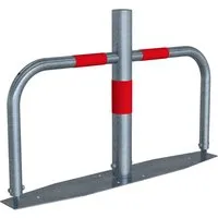 Parkplatzsperre H500xB800xD60 mm - Robuste Absperrlösung - Feuerverzinkter Sperrbügel mit rot reflektierenden Streifen, ideal für Durchgänge und Parkplätze. Inklusive 3 Schlüsseln und Befestigungsmaterial für einfache Montage.
