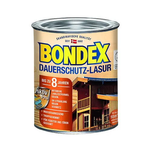 BONDEX Dauerschutz Lasur 0,750 L - Hochwertiger Holzschutz in Weiß - Lasuren für außen, bietet optimalen Wetterschutz und schützt Ihr Holz langfristig vor Witterungseinflüssen.