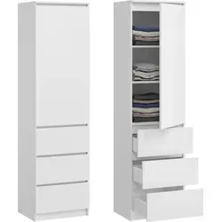 Kompakter Kleiderschrank mit 3 Einlegeböden und 3 Schubladen - Kleiderschrank für Schlafzimmer, Flur oder Arbeitszimmer, 40x50x180 cm, pflegeleicht und flexibel montierbar – ideal für kleine Räume.