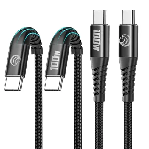 Aioneus USB C auf USB C Kabel, 100W [1M+1M] Typ C Schnellladekabel PD 5A QC 4.0 Nylon Ladekabel USB-C Aufladekabel für iPhone 16 15 MacBook Pro 2021 iPad Air Samsung S22 PS5 Switch Pixel 7 Huawei usw
