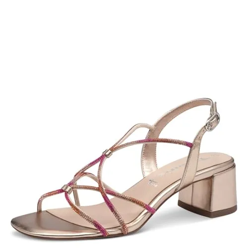 Tamaris Sandalette Damen Vegan Elegant rosa, EU 38 - Wanderschuhe mit TOUCH-IT Funktion für optimalen Tragekomfort und ein angenehmes Laufgefühl. Der stilvolle Blockabsatz bietet modisches Design und stabilen Halt.