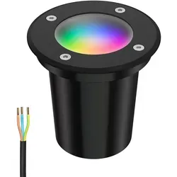 ledscom.de Bodeneinbauleuchte BOLI für außen, IP67, schwarz, gefrostet, rund, 108mm Ø inkl. LED RGB Lampe - Robuste Bodeneinbauleuchte für außen, IP67, begehbar und mit flexibler Farbgestaltung. Ideal für individuelle Lichtakzente im Garten oder an Fassaden.