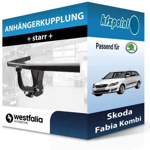 Westfalia starre Anhängerkupplung für Skoda Fabia Kombi 2018-2022 - Robuste Anhängerkupplung von Westfalia, starr und ohne Eintragung in Fahrzeugpapiere. Ideal für sicheres Ziehen von Lasten bis 1200 kg. Montagezubehör inklusive.