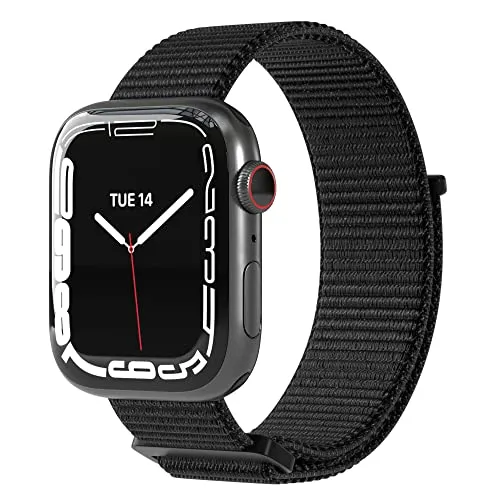 EAZY CASE Armband kompatibel mit Apple Watch 38mm 40mm 41mm 42mm verstellbares Ersatzarmband aus Nylon Sport Loop kompatibel mit Apple Watch Serie 9 8 7 6 5 4 3 2 1 SE für Damen und Herren Schwarz