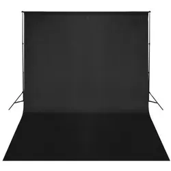 vidaXL Fotohintergrund-System 500 x 300 cm Schwarz - Fotostudio Zubehör mit leichtgewichtigem Aluminiumrahmen, ideal für kreative Fotografien. Flexibel einstellbare Höhe von 75 bis 210 cm, inklusive schwarzem Baumwoll-Hintergrund und praktischer Tragetasche.
