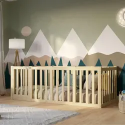 Crazy Pine Kinderbett 140x180 cm – Montessori Bodenbett mit Hohem Rausfallschutz - Sicheres Montessori Bodenbett mit 68 cm hohen Barrieren für optimalen Schutz. Robustes Kiefernholz und glatte Kanten sorgen für eine sichere Schlafumgebung. Praktische, abnehmbare Barriere für mehr Selbstständigkeit.