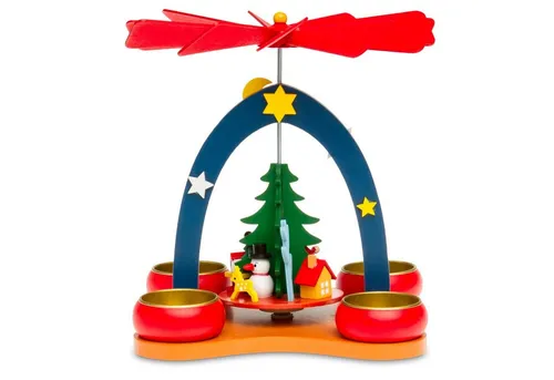 SIKORA Weihnachtspyramide P26 für Teelichte, 19 cm hoch - Bunte Weihnachtspyramide aus hochwertigem Holz mit liebevollen Figuren. Verbreitet eine festliche Atmosphäre und ist für 4 Teelichter geeignet. Ideal für eine stimmungsvolle Weihnachtsdekoration.