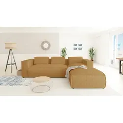 S-STYLE MÖBEL - Modernes Ecksofa Bello in Honig Cord mit Ottomane rechts - Elegantes L-förmiges Ecksofa aus hochwertigem Cordstoff, das Komfort und Stil vereint. Ideal für entspannte Abende mit Freunden und Familie – mit weichen Sitzflächen für höchsten Sitzgenuss.