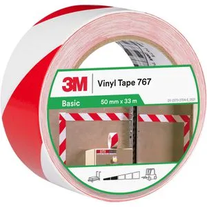 3M Warnband 767i Markierungsband, selbstklebend, rot / weiß, 50mm x 33m
