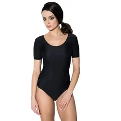 Aquarti Turnanzug Aquarti Damen Ballett Trikot Kurzarm Gymnastik Tanz-Body schwarz 36