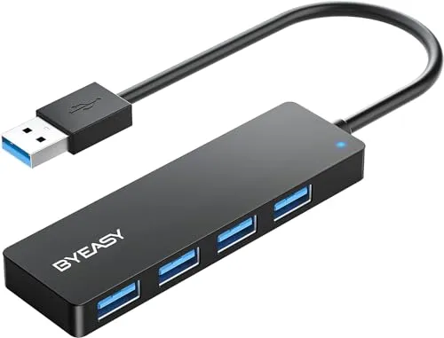 BYEASY USB Hub 3.0, Ultra Slim Multiport Hub 4 Ports USB 3.0 Adapter für iMac Pro, MacBook Air, Mac mini/Pro, Surface Pro, PC, Laptop, USB Flash Drives, Mobile HDD usw.