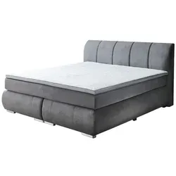 Carryhome Boxspringbett 180x200 cm, Grau - Hochwertiges Boxspringbett mit 7-Zonen Wendematratze und unterschiedlichen Härtegraden, ideal für individuellen Schlafkomfort. Gepolstertes Kopfteil und durchgehender Topper sorgen für zusätzlichen Luxus im Schlafzimmer.