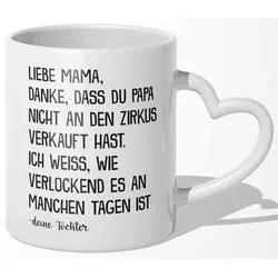 22Feels Tasse Mama Geschenk von Tochter Muttertag Geburtstag Mutter Weihnachten Frau, Keramik, Made In Germany, Spülmaschinenfest, Herzhenkel weiß