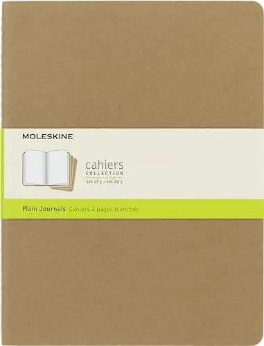 Moleskine Cahier Journal (3er Set Notizbücher mit weißen Seiten, Hardcover, Extra großes Format 19 x 25 cm, braunes Kraftpapier, 120 Seiten)