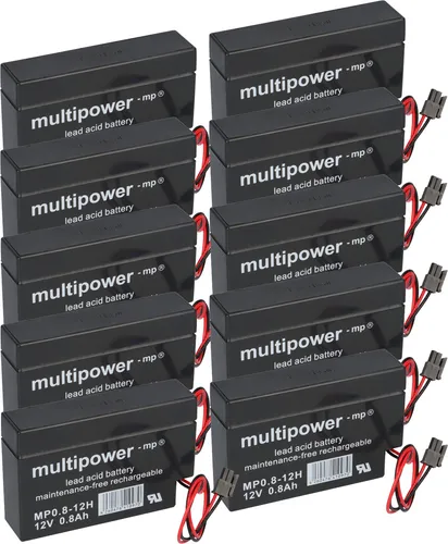 Multipower Blei-Akku MP0,8-12H 10x 12V 0,8Ah - 10x Multipower Blei-Akku für Heim und Haus, ideal für Rollladensteuerungen mit zuverlässiger Leistung und kompakter Bauweise.