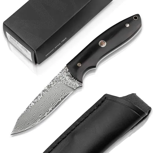 MAGNUM by BÖKER Universalmesser Vernery Damast Knife - Taschenmesser aus hochwertigem Damaststahl mit eleganter Ebenholz-Griffschale, inklusive praktischer Scheide – ideal für Outdoor-Abenteuer und als stilvolles Sammlerstück.
